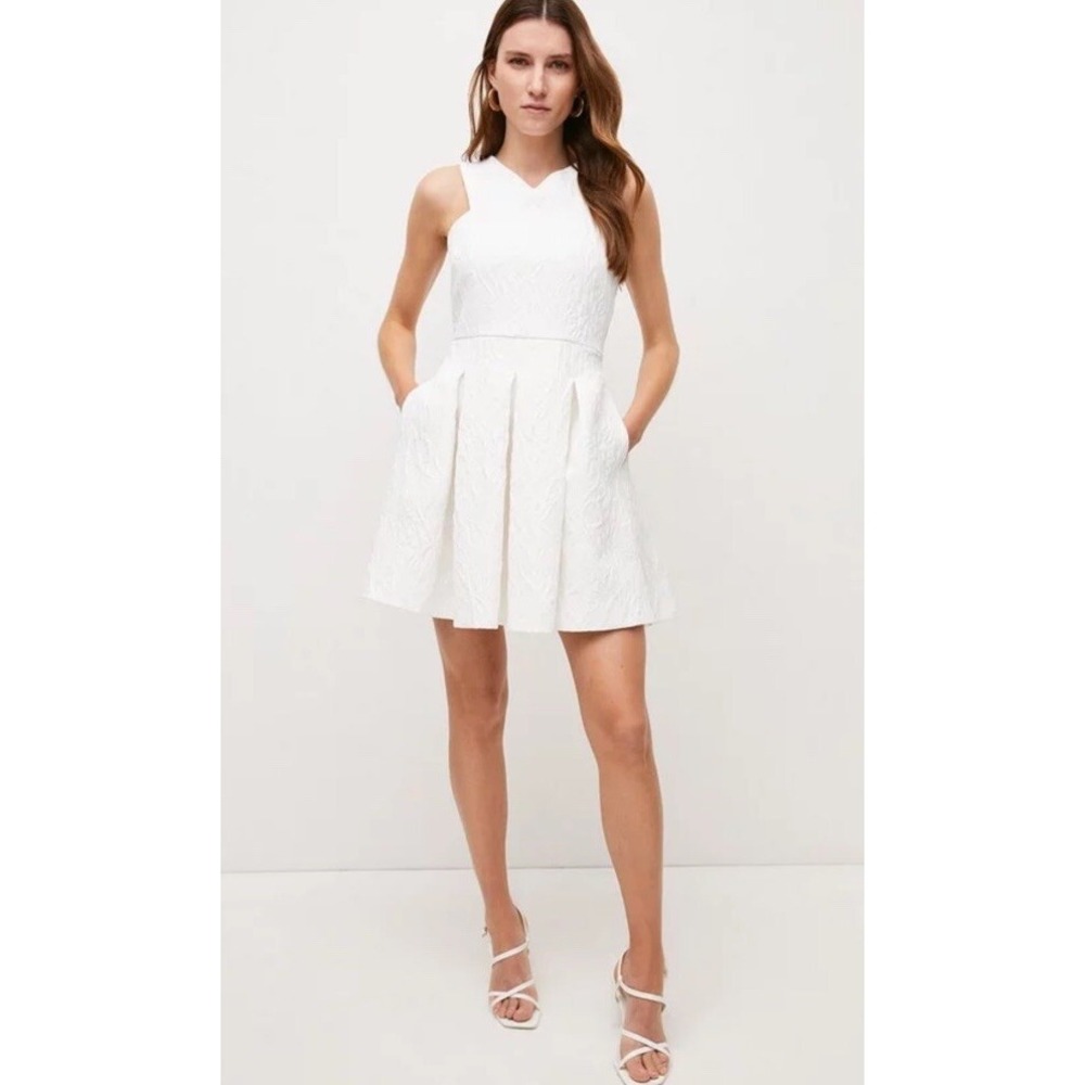 NWT Karen Millen Jacquard Cross Front Mini Dress Xmas Party NYE Size‎ 12 Bridal